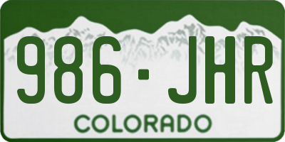 CO license plate 986JHR