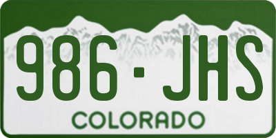 CO license plate 986JHS