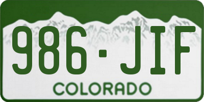 CO license plate 986JIF