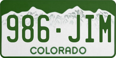 CO license plate 986JIM