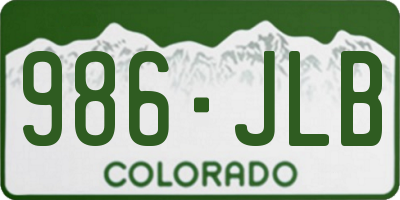 CO license plate 986JLB