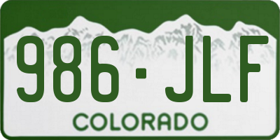 CO license plate 986JLF