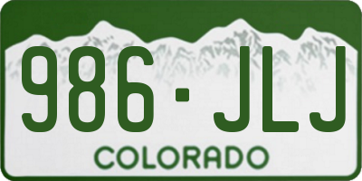 CO license plate 986JLJ