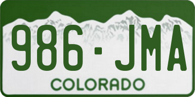 CO license plate 986JMA