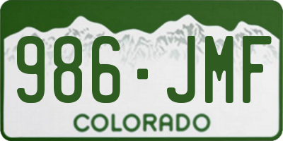 CO license plate 986JMF