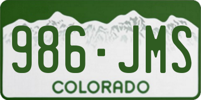 CO license plate 986JMS