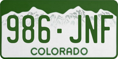 CO license plate 986JNF