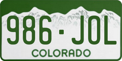 CO license plate 986JOL