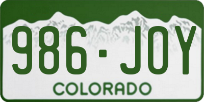 CO license plate 986JOY