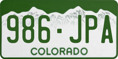 CO license plate 986JPA