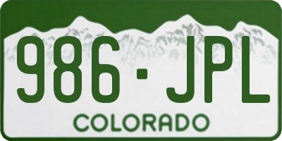 CO license plate 986JPL