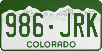 CO license plate 986JRK