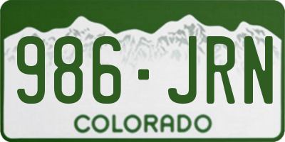 CO license plate 986JRN