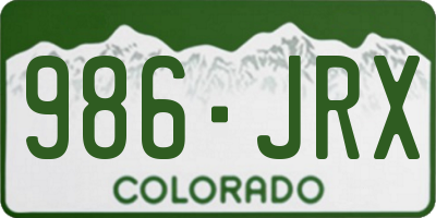 CO license plate 986JRX