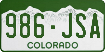 CO license plate 986JSA