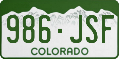CO license plate 986JSF