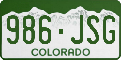 CO license plate 986JSG