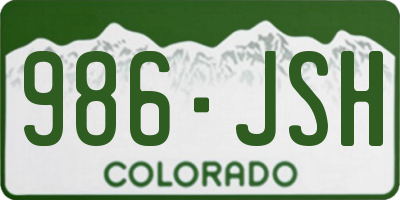 CO license plate 986JSH