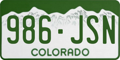 CO license plate 986JSN