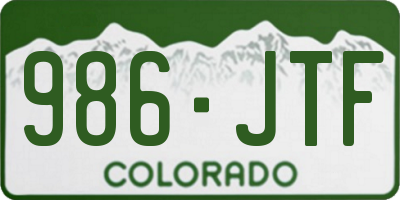 CO license plate 986JTF