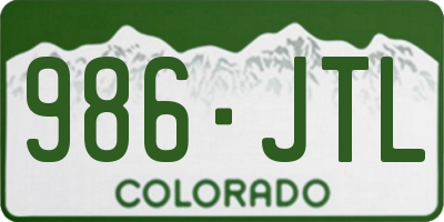 CO license plate 986JTL