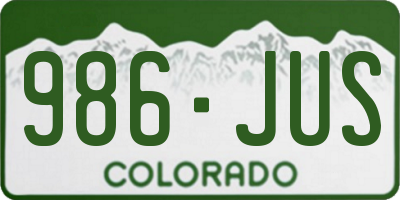 CO license plate 986JUS