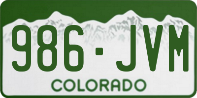 CO license plate 986JVM