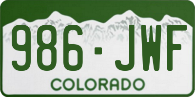 CO license plate 986JWF