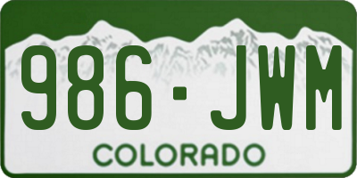CO license plate 986JWM