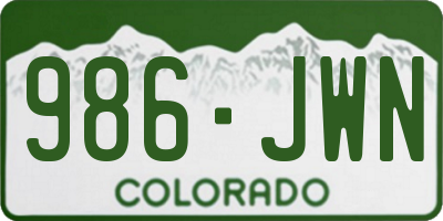 CO license plate 986JWN