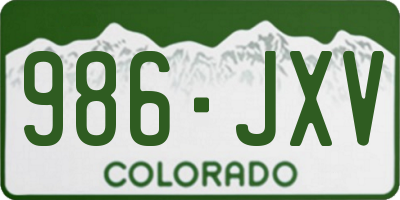 CO license plate 986JXV