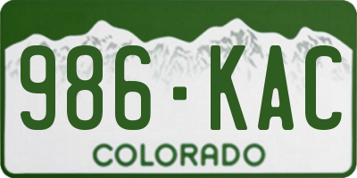 CO license plate 986KAC