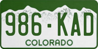 CO license plate 986KAD