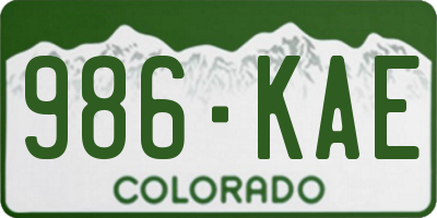 CO license plate 986KAE