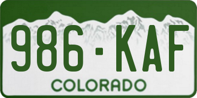CO license plate 986KAF