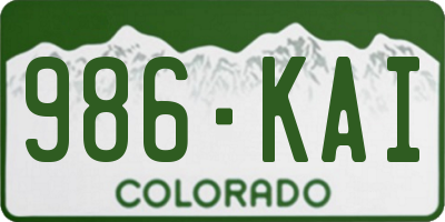 CO license plate 986KAI