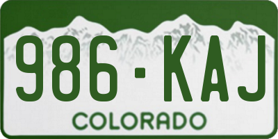 CO license plate 986KAJ
