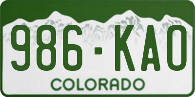 CO license plate 986KAO