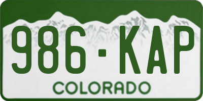 CO license plate 986KAP