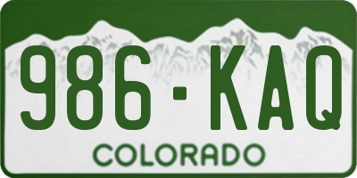 CO license plate 986KAQ
