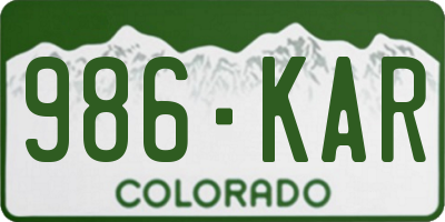CO license plate 986KAR