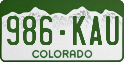 CO license plate 986KAU