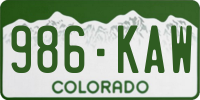 CO license plate 986KAW