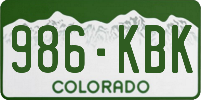 CO license plate 986KBK