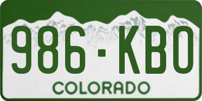 CO license plate 986KBO