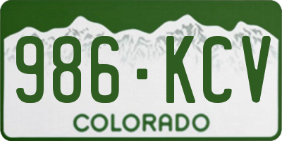 CO license plate 986KCV