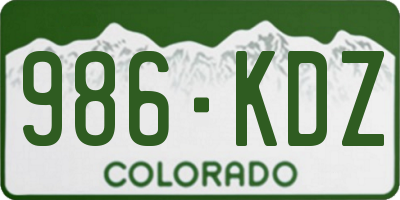 CO license plate 986KDZ