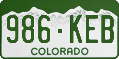 CO license plate 986KEB