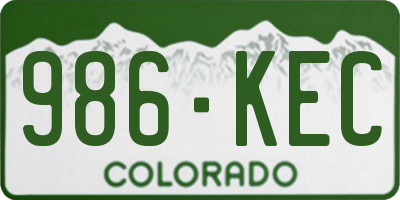 CO license plate 986KEC