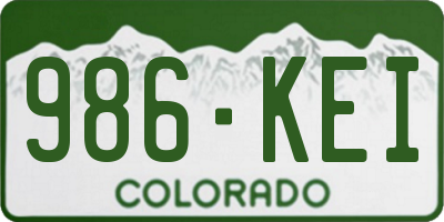 CO license plate 986KEI